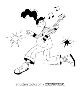Customizable sketchy illustration of guitar player 