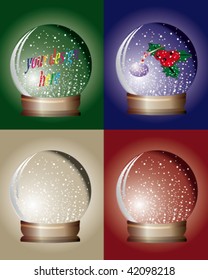 Customizable snow-domes against different backgrounds - room to insert your own design