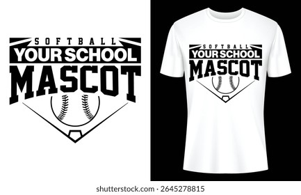 Customizable softball mascot tee design perfect for school teams. Bold typography and baseball graphic. Download now for your team apparel.
