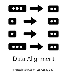 A customizable solid icon of data alignment 