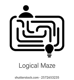 Customizable solid icon of logical maze 