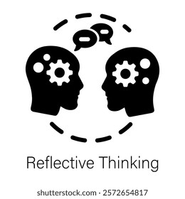 Customizable solid icon of reflective thinking 