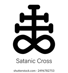 A customizable solid icon of satanic cross 