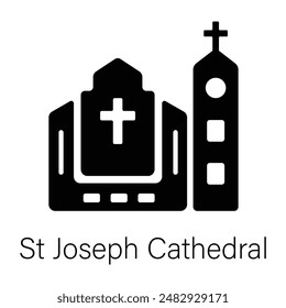 A customizable solid icon of st joseph cathedral 