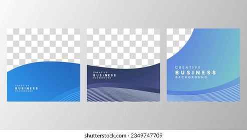 Customizable Square Business Web Banner Templates for Social Media and Web Advertising: Vector Illustrations with Image Integration Space