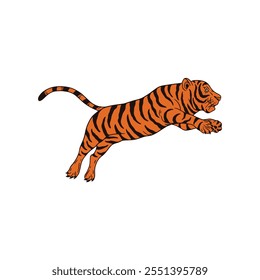 Customizable Tiger Vector Design in Flat Style, Set Against a White Background, Ideal for Creative Campaigns