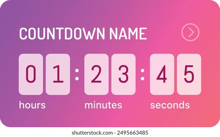 Customizable Timer for Social Media Posts, Marketing, and Digital Design. Instagram countdown widget Badge with Meta gradient colours