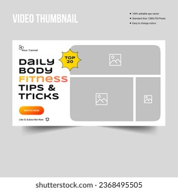 Customizable vector daily exercise training tricks video thumbnail banner design, fully editable vector eps 10 file format