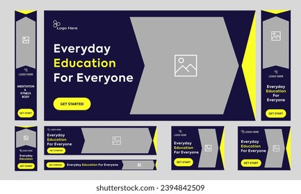 Customizable vector eps web set banner design, study material banner, creative education web banner design, fully editable vector eps 10 file format