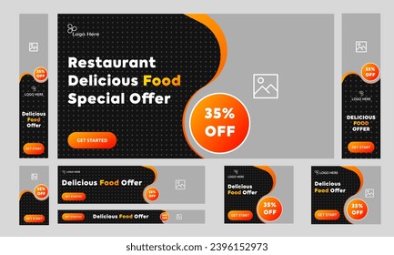 Customizable vector food offer banner design for social media post, restaurant food offer banner design, delicious food web set banner, editable vector eps 10 file format