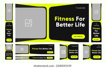 Customizable vector gym fitness product promotion social media post template square set banner, editable vector eps 10 file format