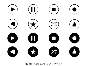 Customizable Vector Icons of Media Player Buttons , Pause, Stop, Play, Forward, Rewind.