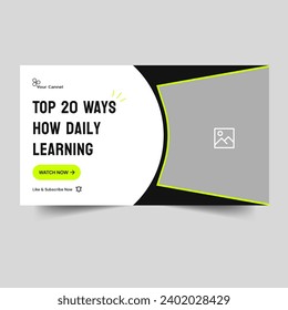 Customizable vector illustration learning tips thumbnail banner design, education system banner design, video cover banner, editable vector eps 10 file format