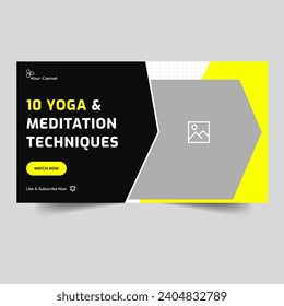 Customizable vector illustration video thumbnail banner design for fitness tips, yoga and meditation cover banner design, vector eps 10 file format