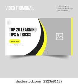Customizable vector thumbnail banner template deisgn, study multipurpose thumbnail banner design, vector eps 10 file format