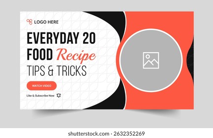 Customizable vector thumbnail banner template design, food recipe tips web banner template, premium vector eps file format