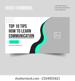 Diseño de plantilla de banner de vídeo de vídeo de vector personalizable, diseño de banner de miniaturas de consejos de comunicación, formato de 10 archivos de eps vectoriales