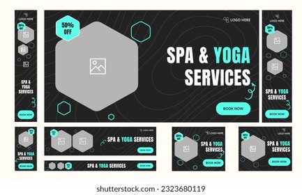 Customizable vector web set banner template design for social media posts, spa salon service web banner template design, premium vector illustrator file format