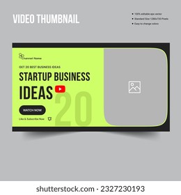Diseño de plantillas de banner para miniaturas de youtube con vector personalizable, diseño de banner de portada de vídeo con idea de negocio