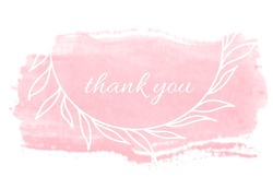 Customizable Watercolor Thank You Card — Pink Background