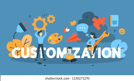 Customization concept. Change settings and preferences in app to suit a particular task. Idea of modern technology, responsive web design and innovation. Flat vector illustration
