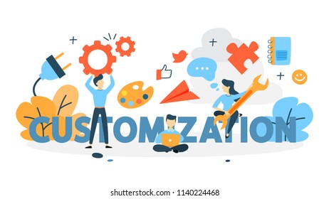 Customization concept. Change settings and preferences in app to suit a particular task. Idea of modern technology, responsive web design and innovation. Flat vector illustration