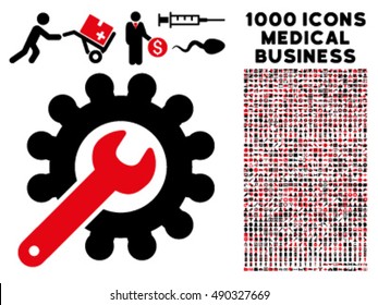 Customization icon with 1000 medical business intensive red and black vector pictographs. Set style is flat bicolor symbols, white background.