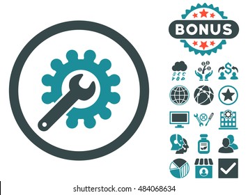 Customization Icon With Bonus Pictogram. Vector Illustration Style Is Flat Iconic Bicolor Symbols, Soft Blue Colors, White Background.