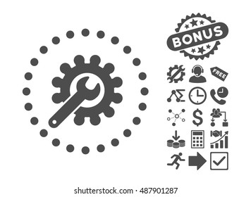 Customization icon with bonus icon set. Vector illustration style is flat iconic symbols, gray color, white background.