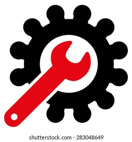 Customization icon from Business Bicolor Set. Vector style: bicolor flat symbol, intensive red and black colors, rounded angles, white background.