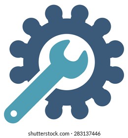 Customization icon from Business Bicolor Set. Vector style: bicolor flat symbol, cyan and blue colors, rounded angles, white background.