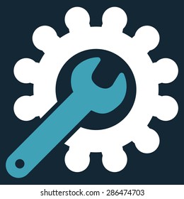 Customization icon from Business Bicolor Set. Vector style: bicolor flat symbol, blue and white colors, rounded angles, dark blue background.