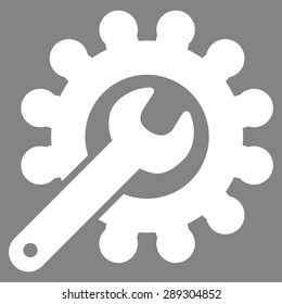 Customization icon from Business Bicolor Set. Vector style: flat symbol, white color, rounded angles, gray background.