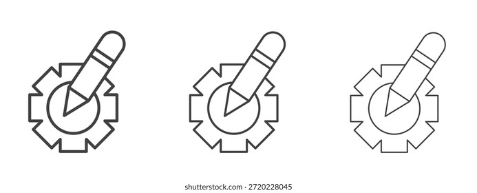 Customization icon in line art doodle style. Editable stroke outline sign, eps 10