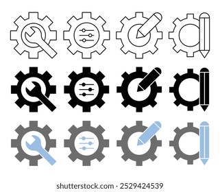 Ícone de configurações de personalização em formato de vetor