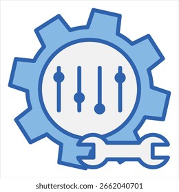 Personalização Ícone Único Azul Branco Ilustração