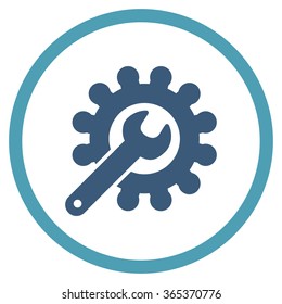 Customization vector icon. Style is bicolor flat circled symbol, cyan and blue colors, rounded angles, white background.
