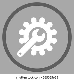 Customization vector icon. Style is bicolor flat circled symbol, dark gray and white colors, rounded angles, silver background.