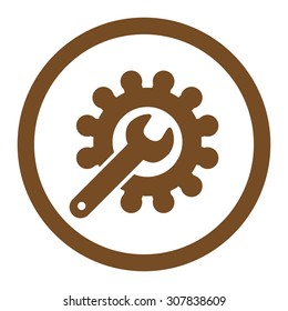 Customization vector icon. This rounded flat symbol is drawn with brown color on a white background.