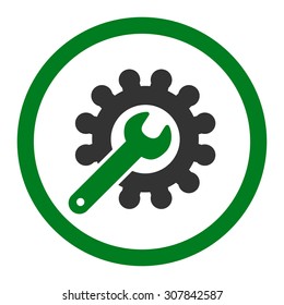 Customization vector icon. This rounded flat symbol is drawn with green and gray colors on a white background.