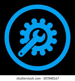 Customization vector icon. This rounded flat symbol is drawn with blue color on a black background.