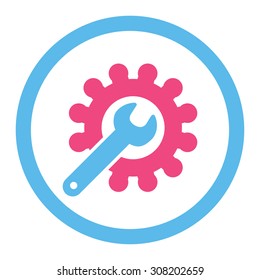 Customization vector icon. This rounded flat symbol is drawn with pink and blue colors on a white background.