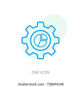Customize Graphic Icon. Style is line symbol, blue color, white background.
