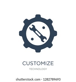 customize icon vector on white background, customize trendy filled icons from Technology collection, customize vector illustration