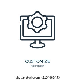 customize thin line icon. technology, support linear icons from technology concept isolated outline sign. Vector illustration symbol element for web design and apps.