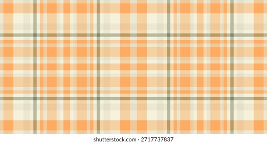 Personalizar vetor tartan textura, marketing verificar fundo xadrez. Tecido têxtil assimétrico padrão sem costura em cor laranja e bege paleta.