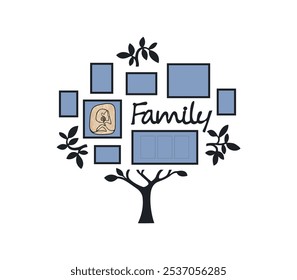 Customize your family tree collage template for stunning wall decor with photo frames