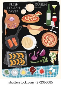 Customize your food, illustration set, menu design elements.