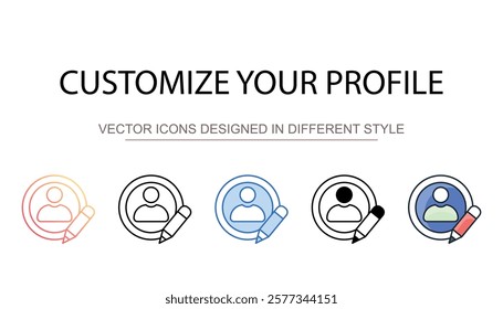 Customize Your Profile icon design with white background stock illustration