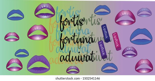 A customize-able template for your lipstick/lip tint/lip gloss products with bold, bright colors. Also, can be used as a background. "Fortis Fortuna Aduivat" means "Fortune favors those who are bold".